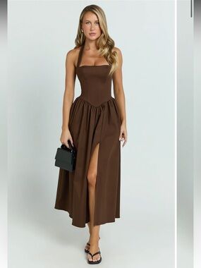 Halter Tie Neck Corset Panel Dress